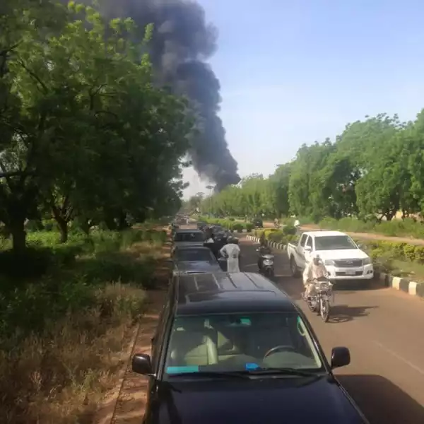 Photos: Fire Outbreak At Filling Station Around Sokoto State Government House
